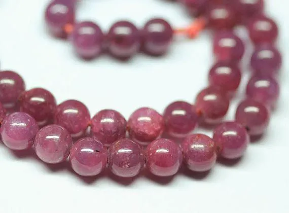Untreated Natural Africa Red Ruby Smooth Round Gemstone Spacer Beads 7mm 15"