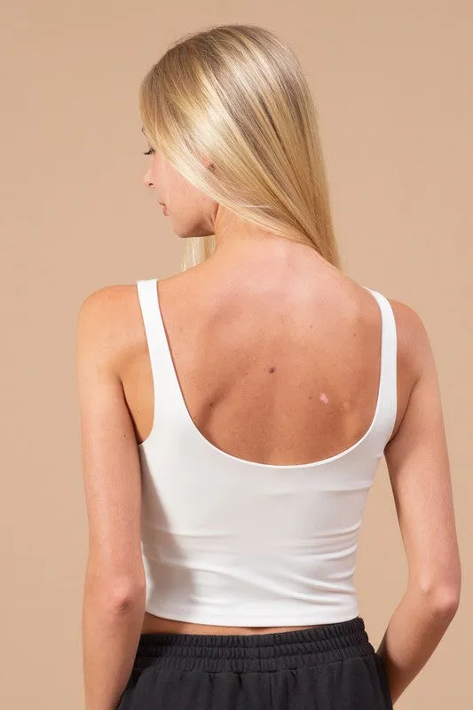 V NECKLINE PADDED CROPPED TANK TOP