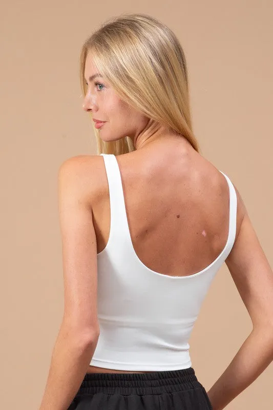 V NECKLINE PADDED CROPPED TANK TOP