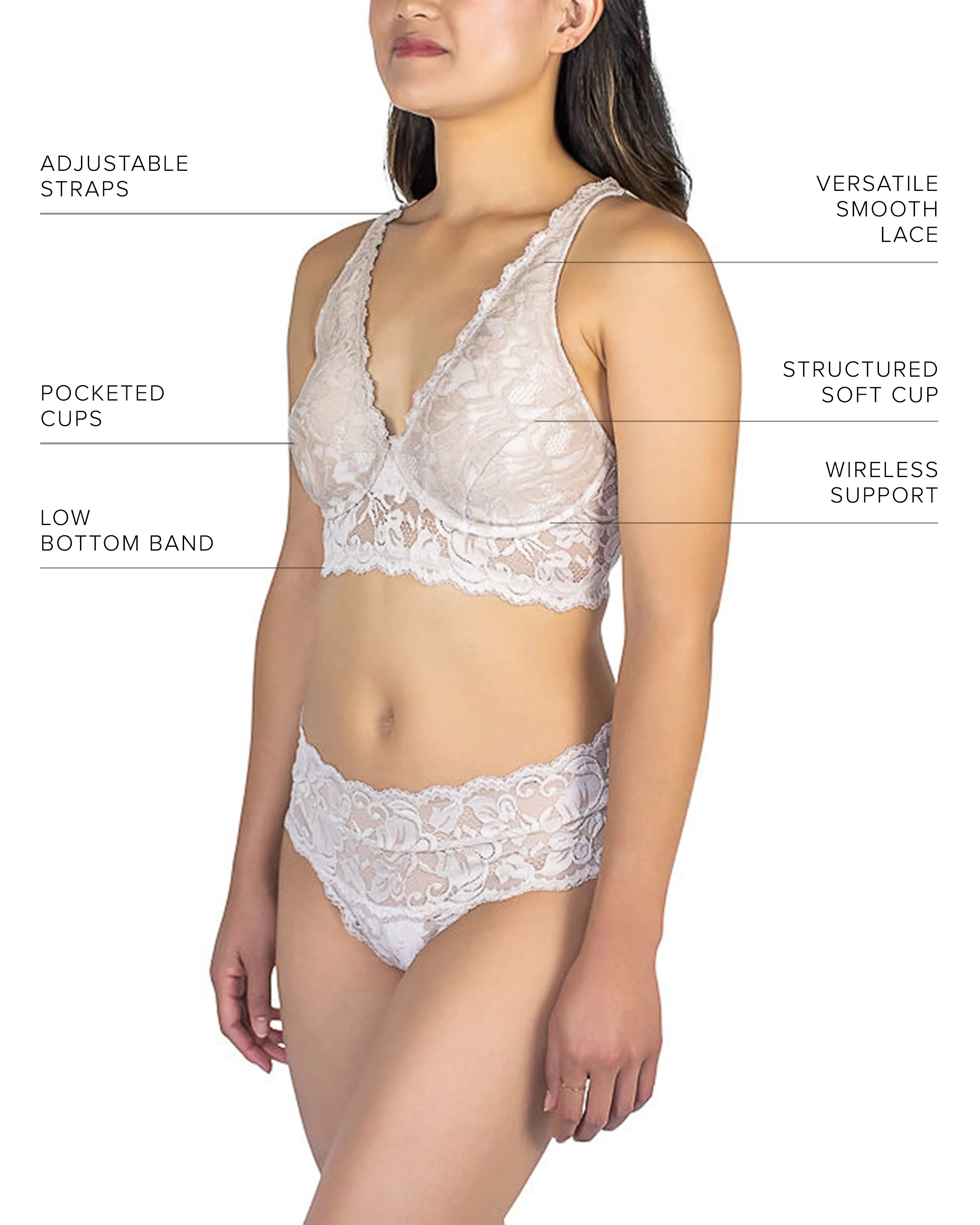 Vela Wireless Bra, Champagne / White