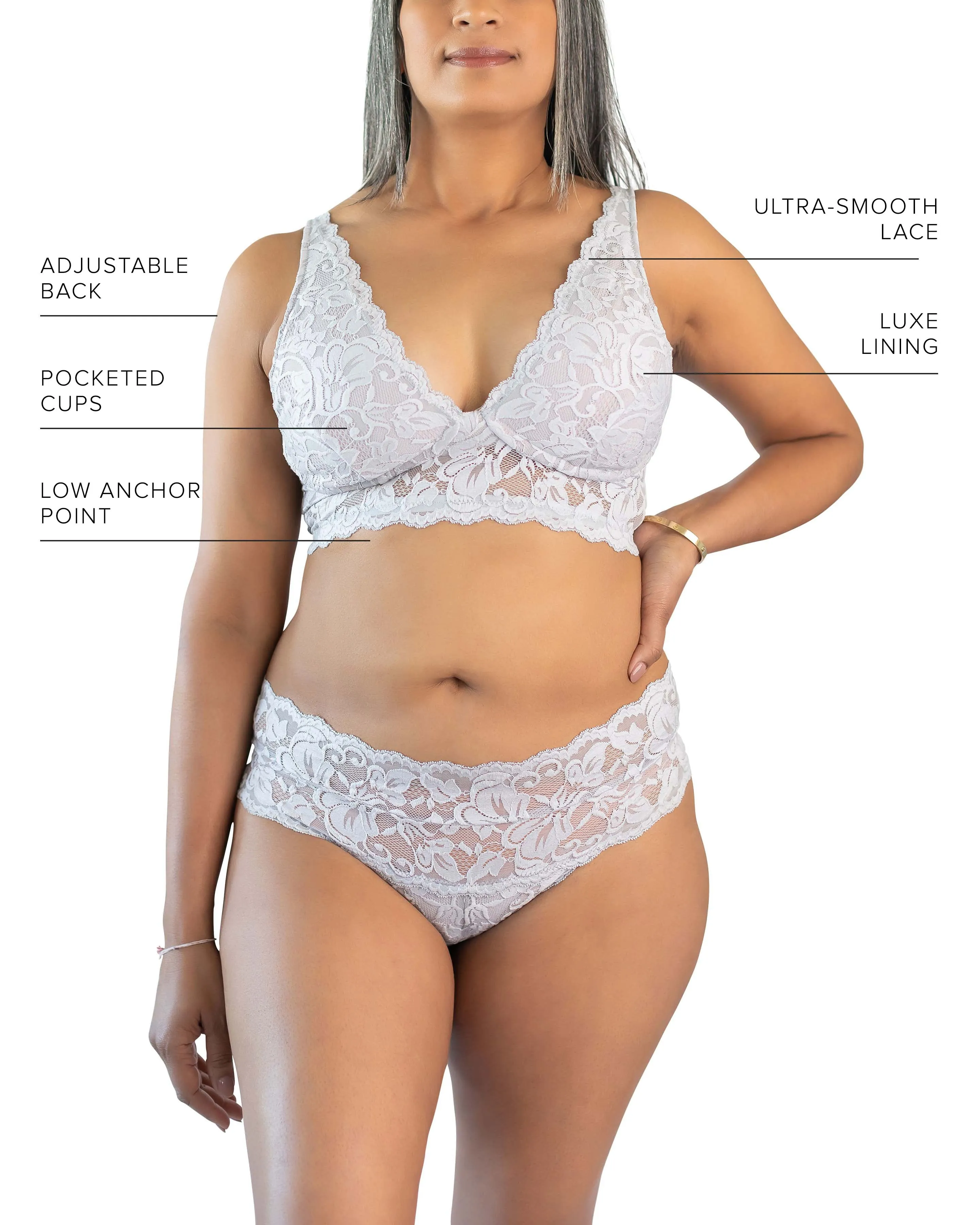 Vela Wireless Bra, Grey / Mauve