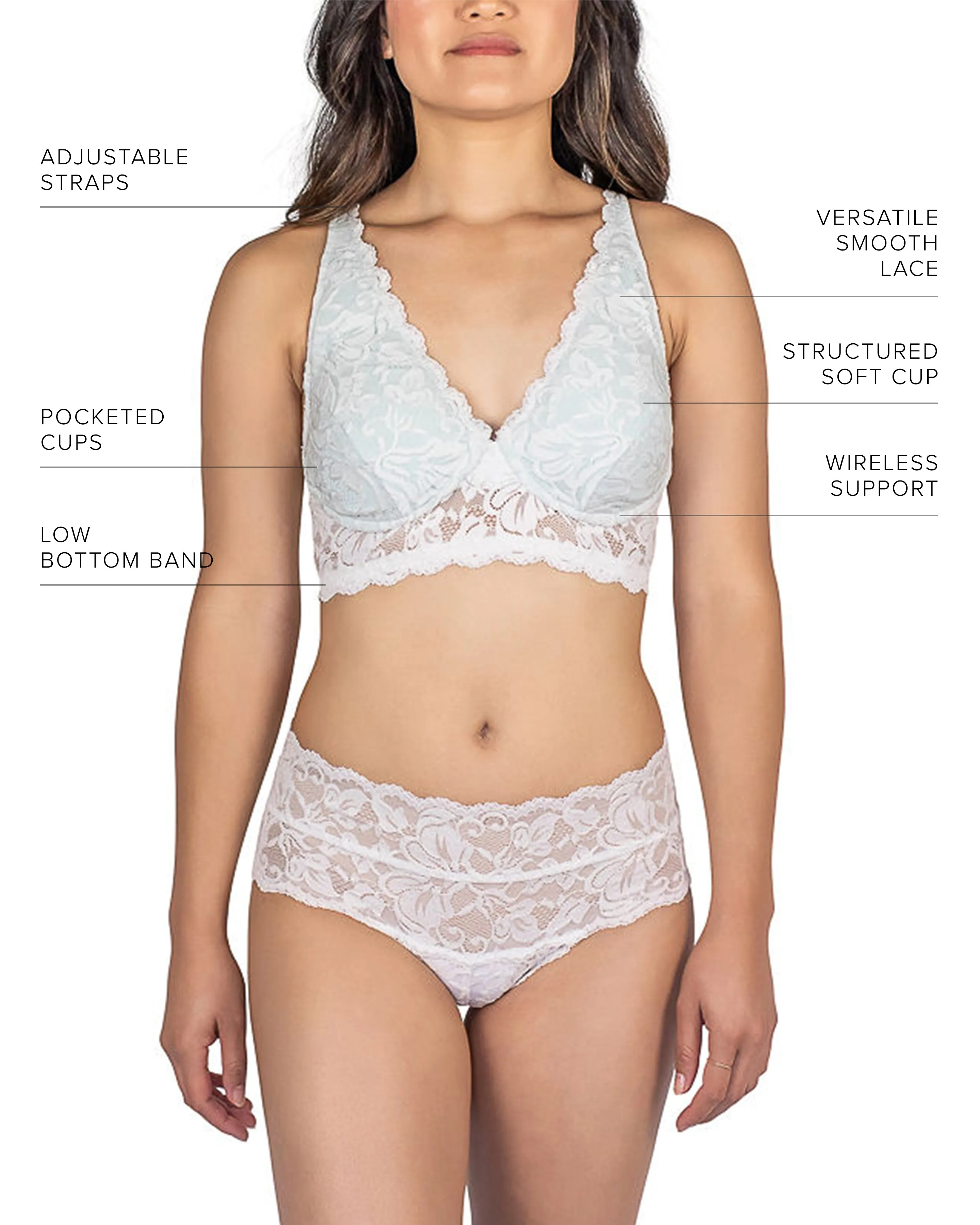Vela Wireless Bra, White / Mist