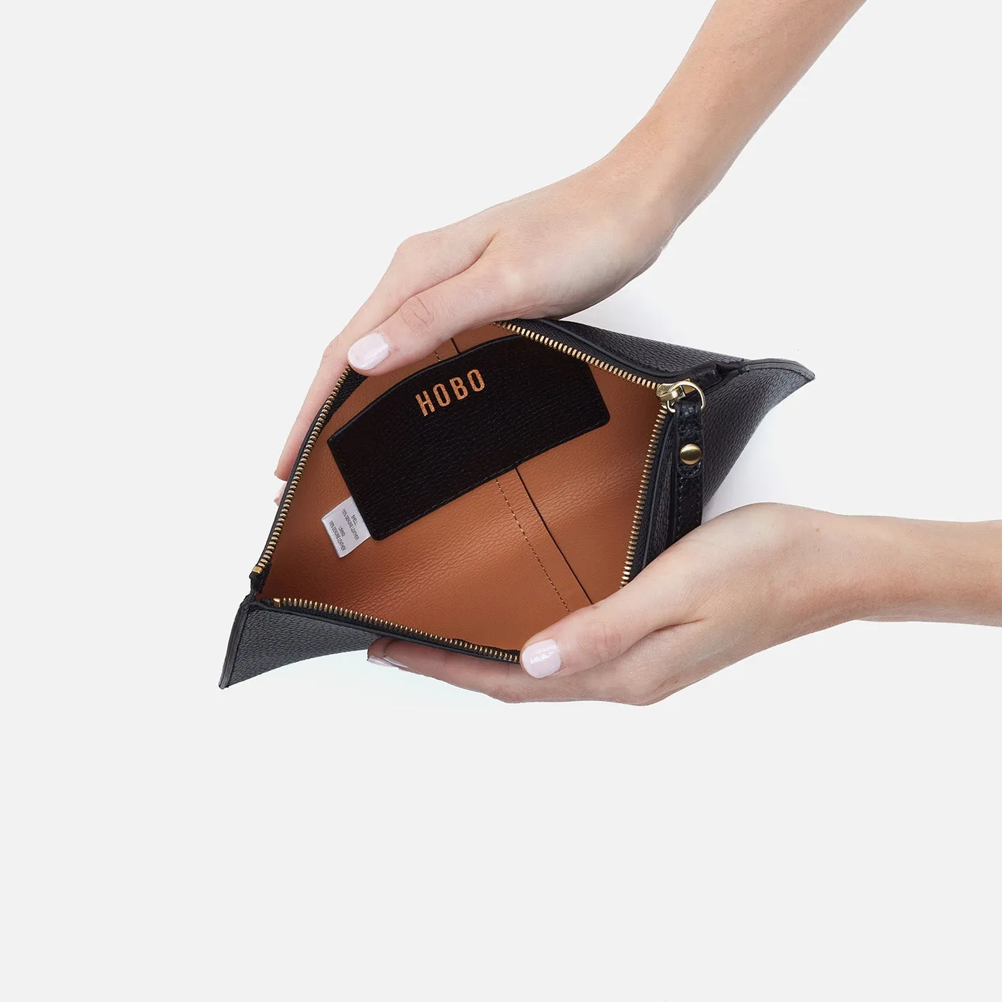 Vida Large Pouch in Micro Pebbled Leather - Black