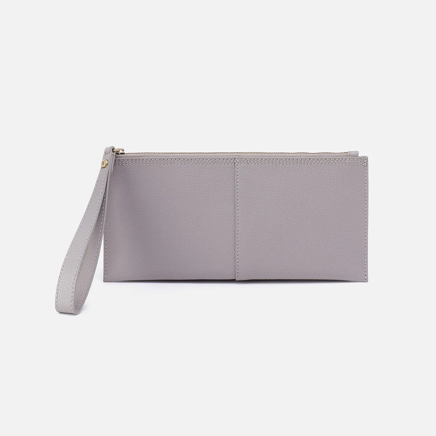 Vida Large Pouch in Micro Pebbled Leather - Morning Dove Grey