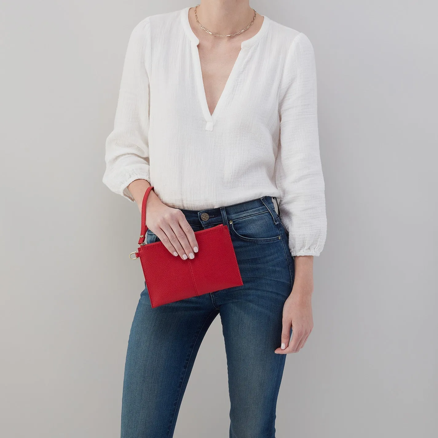 Vida Small Pouch in Micro Pebbled Leather - Tango Red