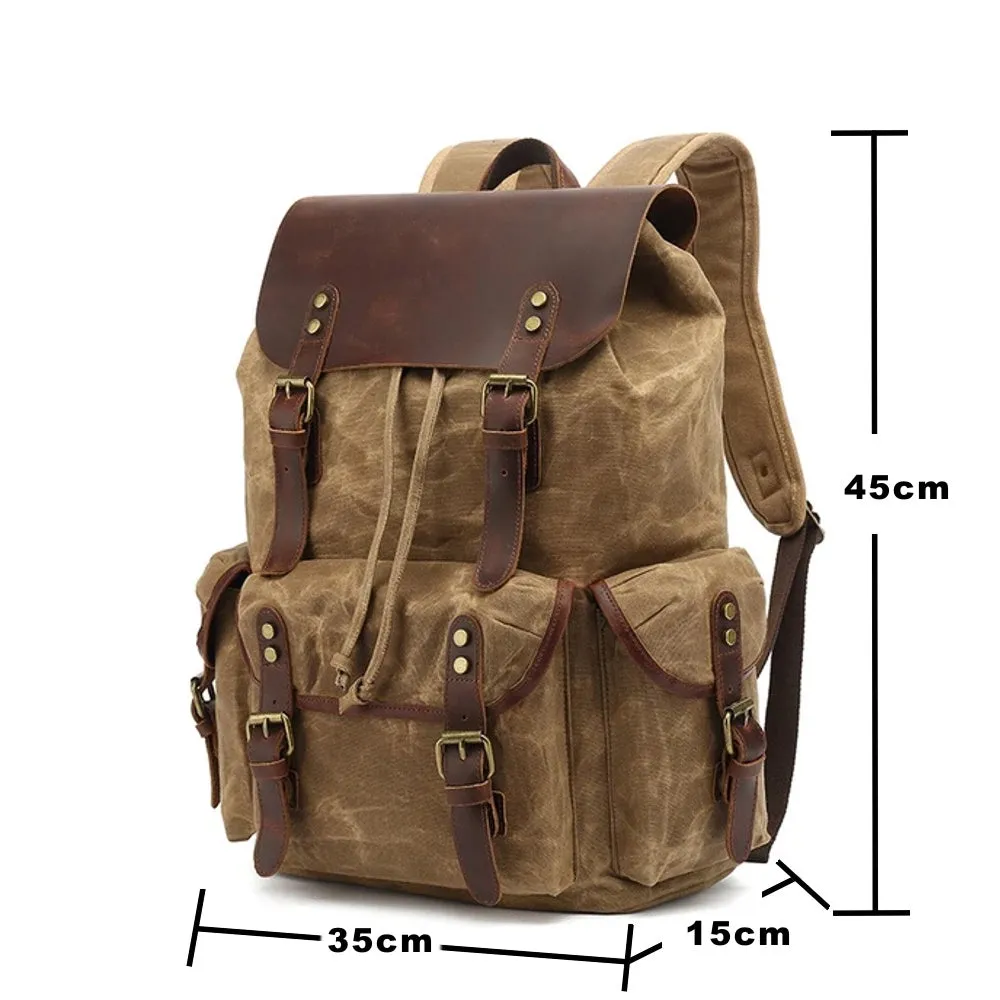 Vintage Waterproof Canvas Backpacks | Large Capacity Travel Bag