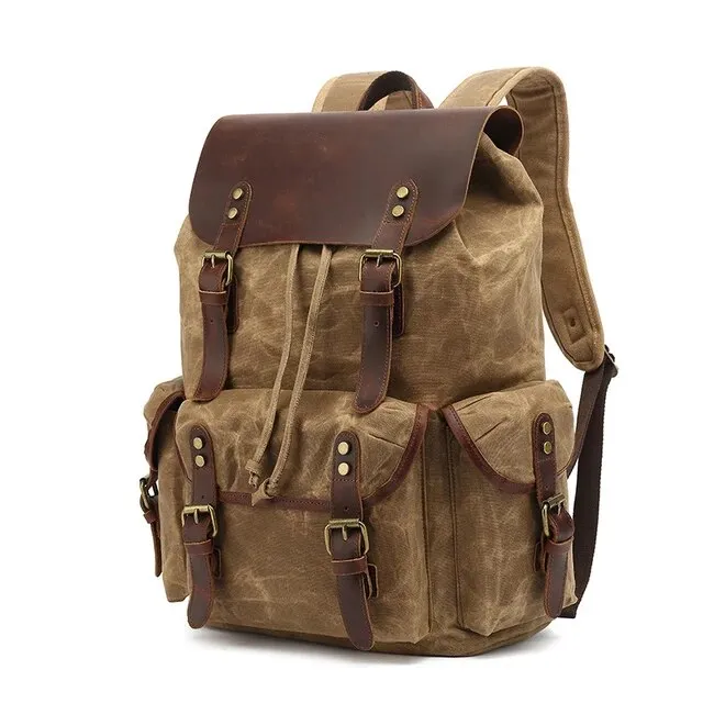 Vintage Waterproof Canvas Backpacks | Large Capacity Travel Bag