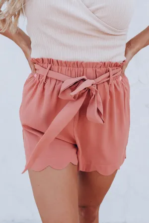 Wakulla Scalloped Pocketed Shorts - Blush