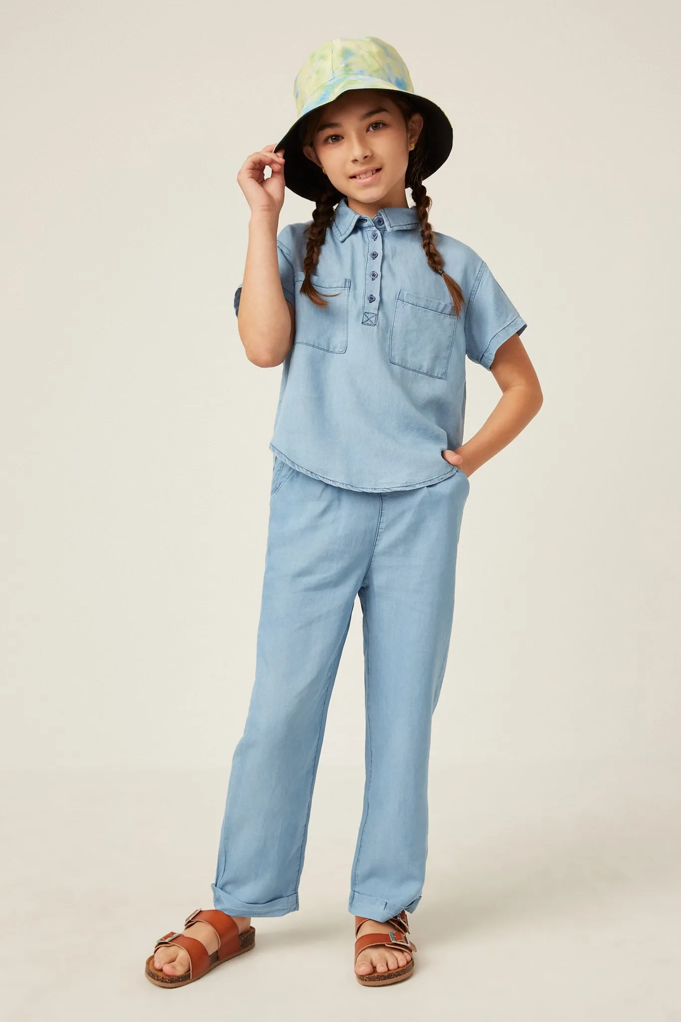 Washed Tencel Pocketed Collared Shirt