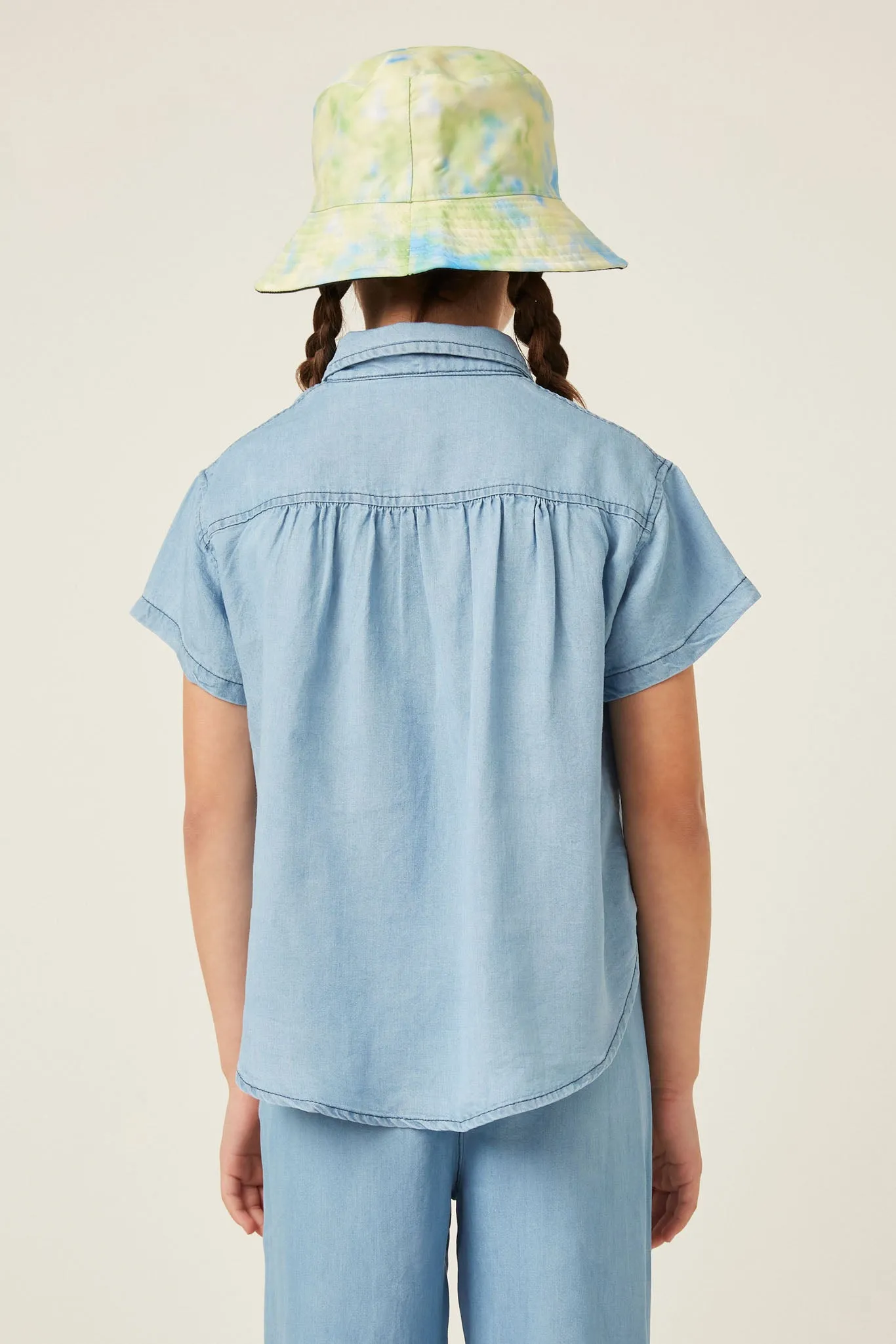 Washed Tencel Pocketed Collared Shirt