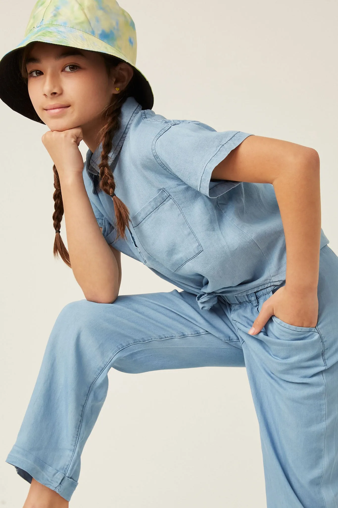 Washed Tencel Pocketed Collared Shirt