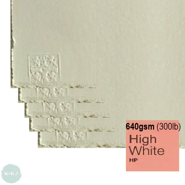 WATERCOLOUR PAPER - Saunders WATERFORD - HIGH WHITE - 10 SHEETS - 640 gsm (300lb) - 22 x 30" - HOT PRESSED (HP, SMOOTH)