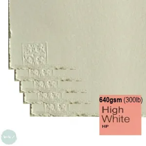 WATERCOLOUR PAPER - Saunders WATERFORD - HIGH WHITE - 10 SHEETS - 640 gsm (300lb) - 22 x 30" - HOT PRESSED (HP, SMOOTH)