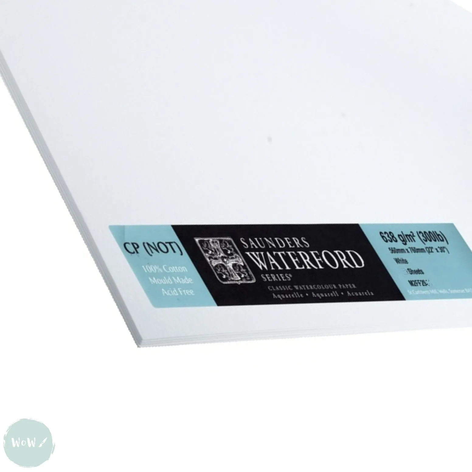 WATERCOLOUR PAPER - Saunders WATERFORD - WHITE -  5 SHEETS - 640 gsm (300lb) 22 x 30" – NOT (CP, Cold Pressed)
