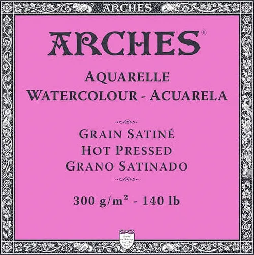 Watercolour Paper - SHEET - ARCHES AQUARELLE -  FIVE SHEETS - 140lb/300gsm -  22 x 30" - SATINE  (SMOOTH/Hot Pressed)