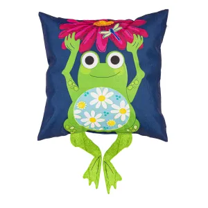 Welcome Friends Frog Dangling Legs 18" Interchangeable Pillow Cover,4plc535bl