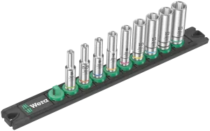 Wera Magnetic socket rail A Deep 1 socket set, 1/4" drive, 9 pieces