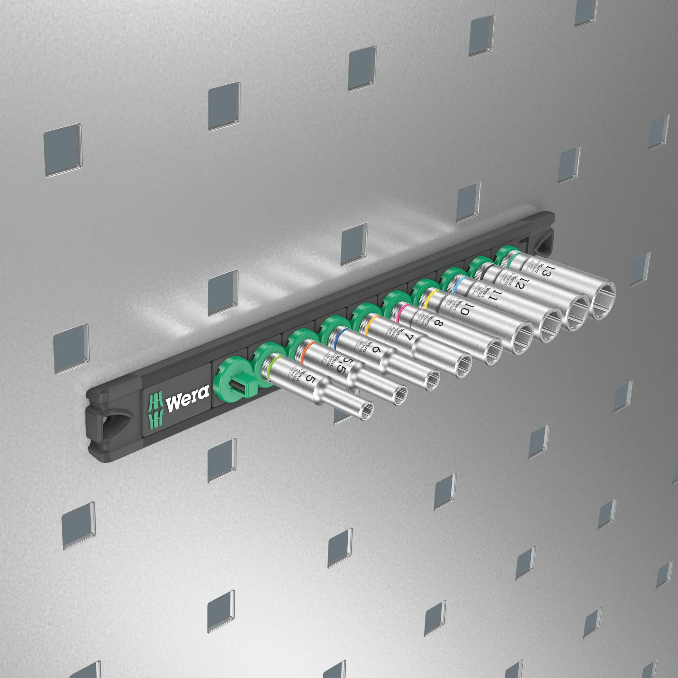 Wera Magnetic socket rail A Deep 1 socket set, 1/4" drive, 9 pieces