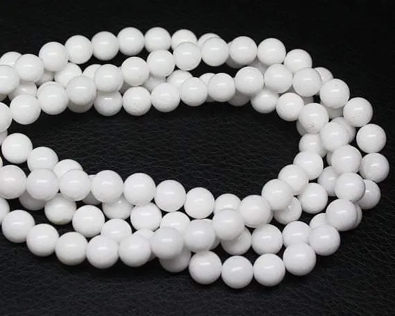 White Coral Gemstone Smooth Ball Round Loose Gemstone Beads Strand 8mm 15" 48 Pc