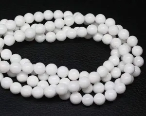 White Coral Gemstone Smooth Ball Round Loose Gemstone Beads Strand 8mm 15" 48 Pc