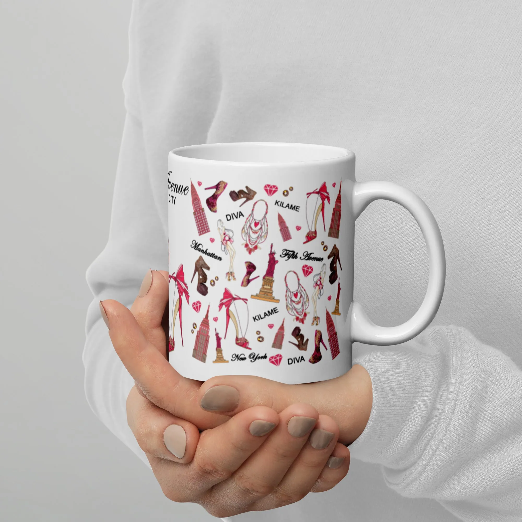 White glossy mug 'Fifth Avenue'