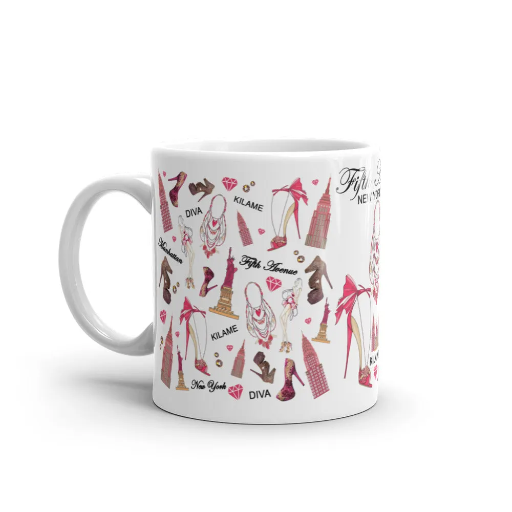 White glossy mug 'Fifth Avenue'