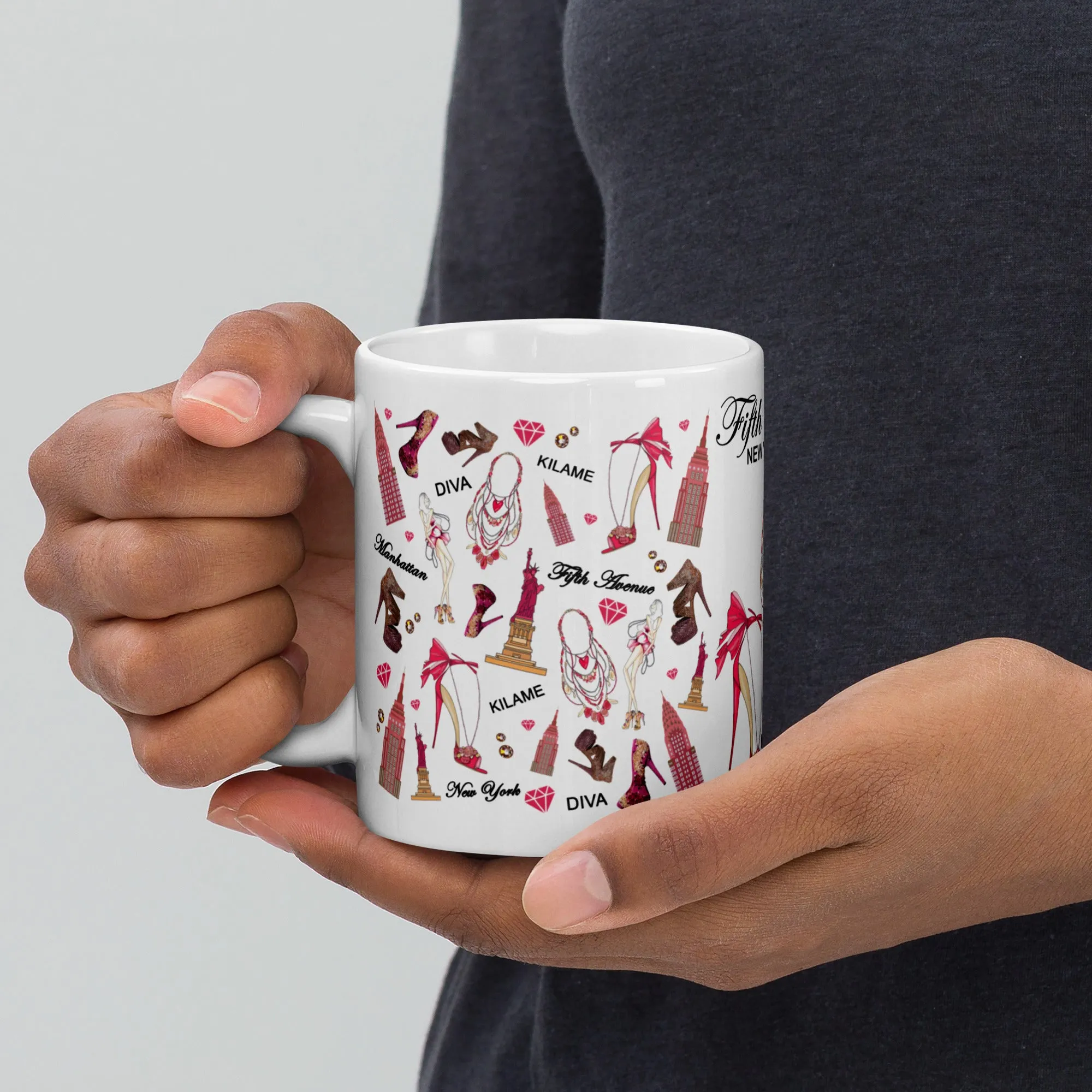 White glossy mug 'Fifth Avenue'