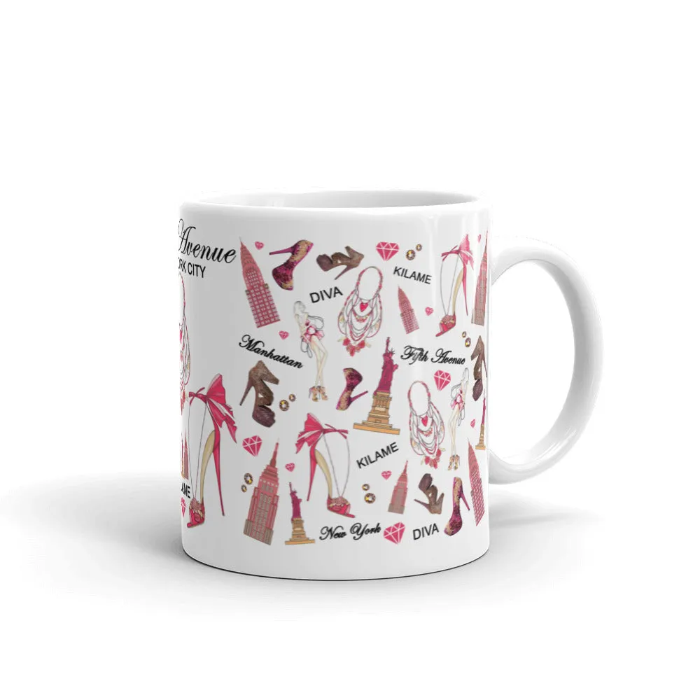White glossy mug 'Fifth Avenue'