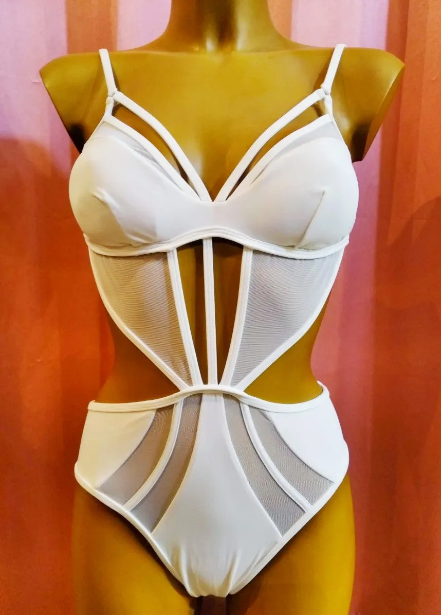 White One-piece Swimsuit Monokini Style