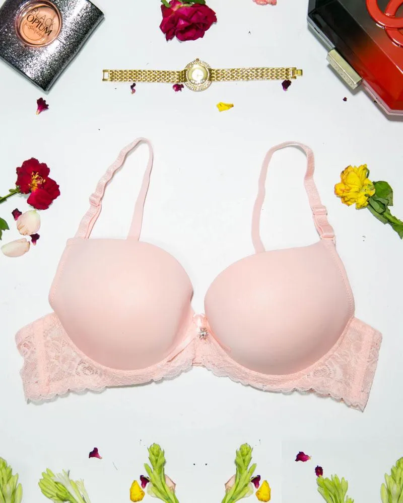 Women Double Padded Underwire Bra - Peach - 3005