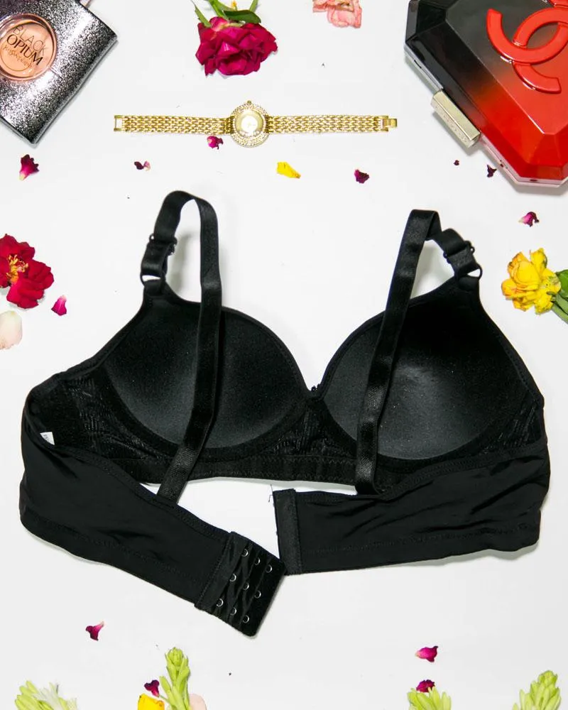 Women Lightly Padded Demi Bra - Black - 239