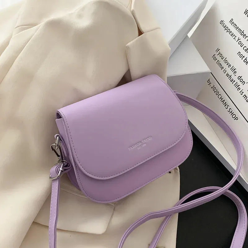 Women Trendy Saddle Shoulder Bag PU Leather Crossbody Bag Simple Solid Color Flap Messenger Bag Designer Handbags Pouch