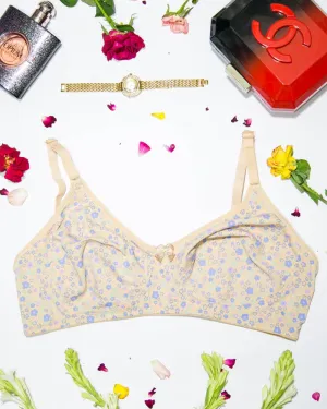 Women's Cotton Flower Print Skin Bra - Non Padded Bra - 698