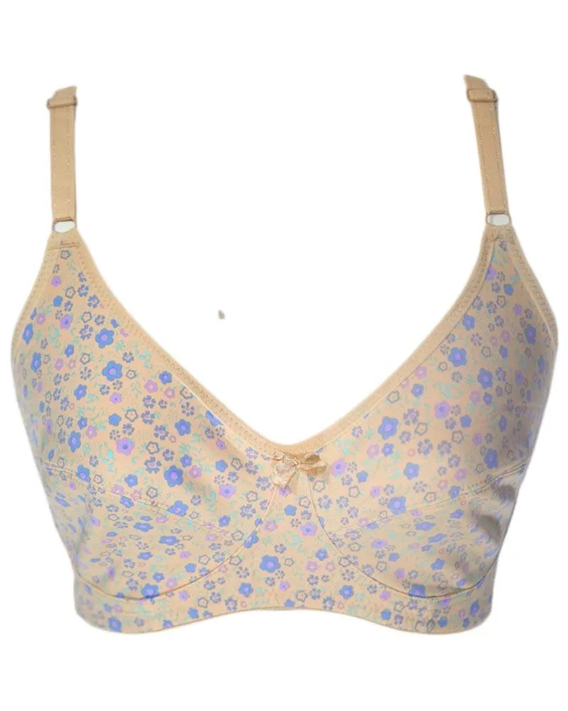Women's Cotton Flower Print Skin Bra - Non Padded Bra - 698