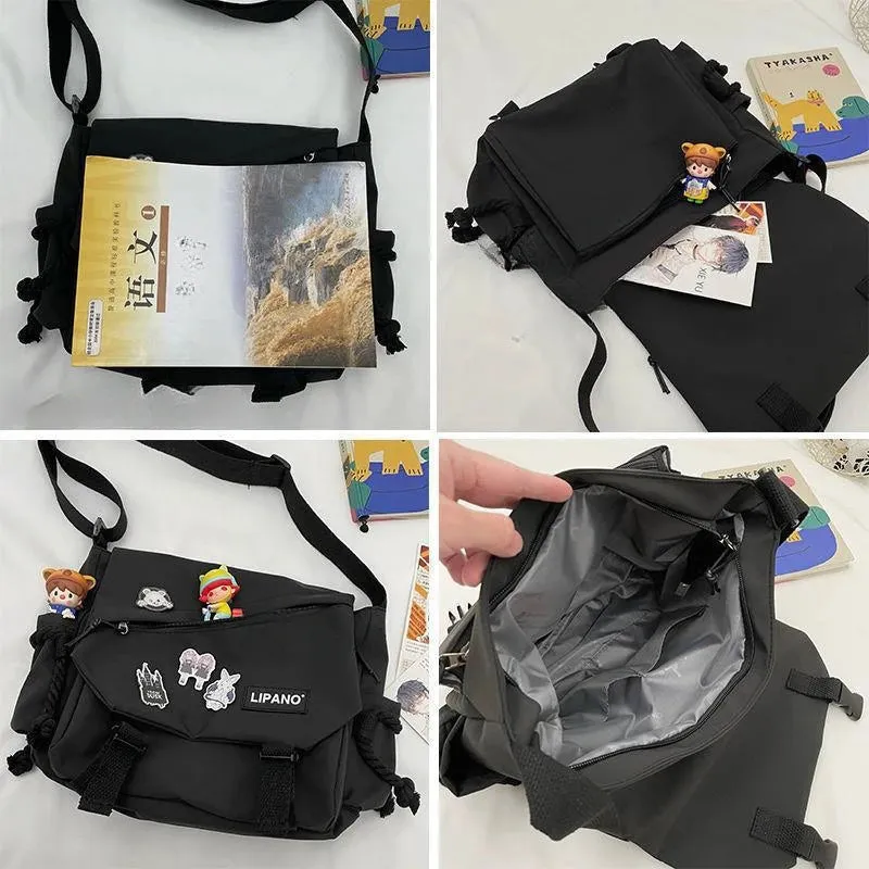 Women's Nylon Handheld One Shoulder Versatile Large Capacity Crossbody Bag Retro Work Travel Postman Bag