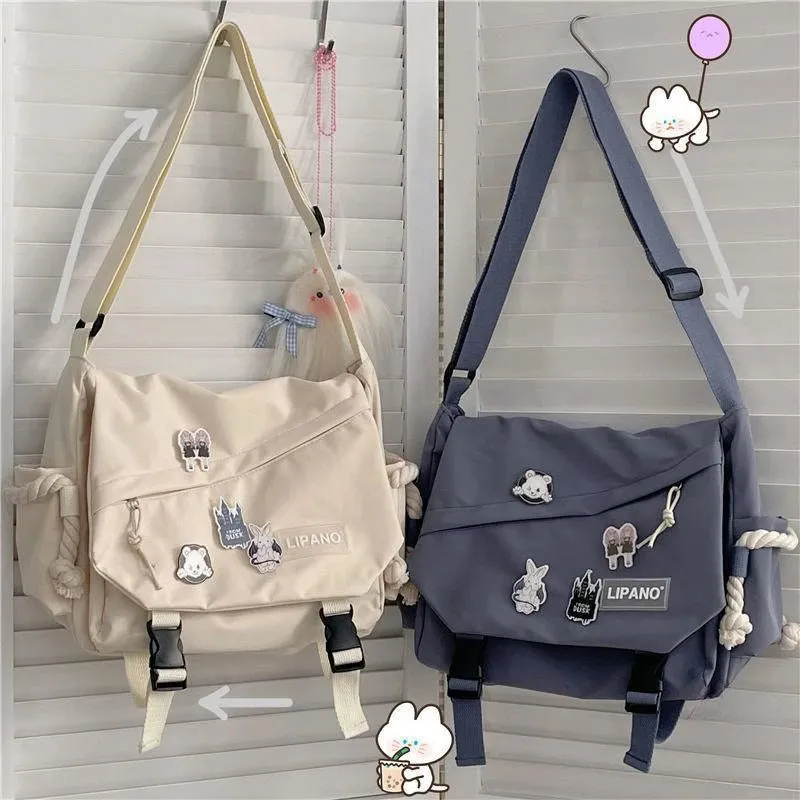 Women's Nylon Handheld One Shoulder Versatile Large Capacity Crossbody Bag Retro Work Travel Postman Bag