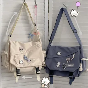 Women's Nylon Handheld One Shoulder Versatile Large Capacity Crossbody Bag Retro Work Travel Postman Bag