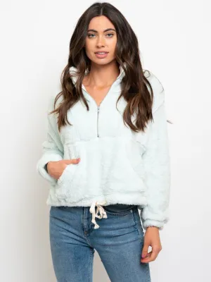 WOMEN'S POCKETED TEDDY SWEATSHIRT