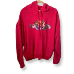 XIRENA Red/Pink Soft Floral Hoodie Size S NWOT