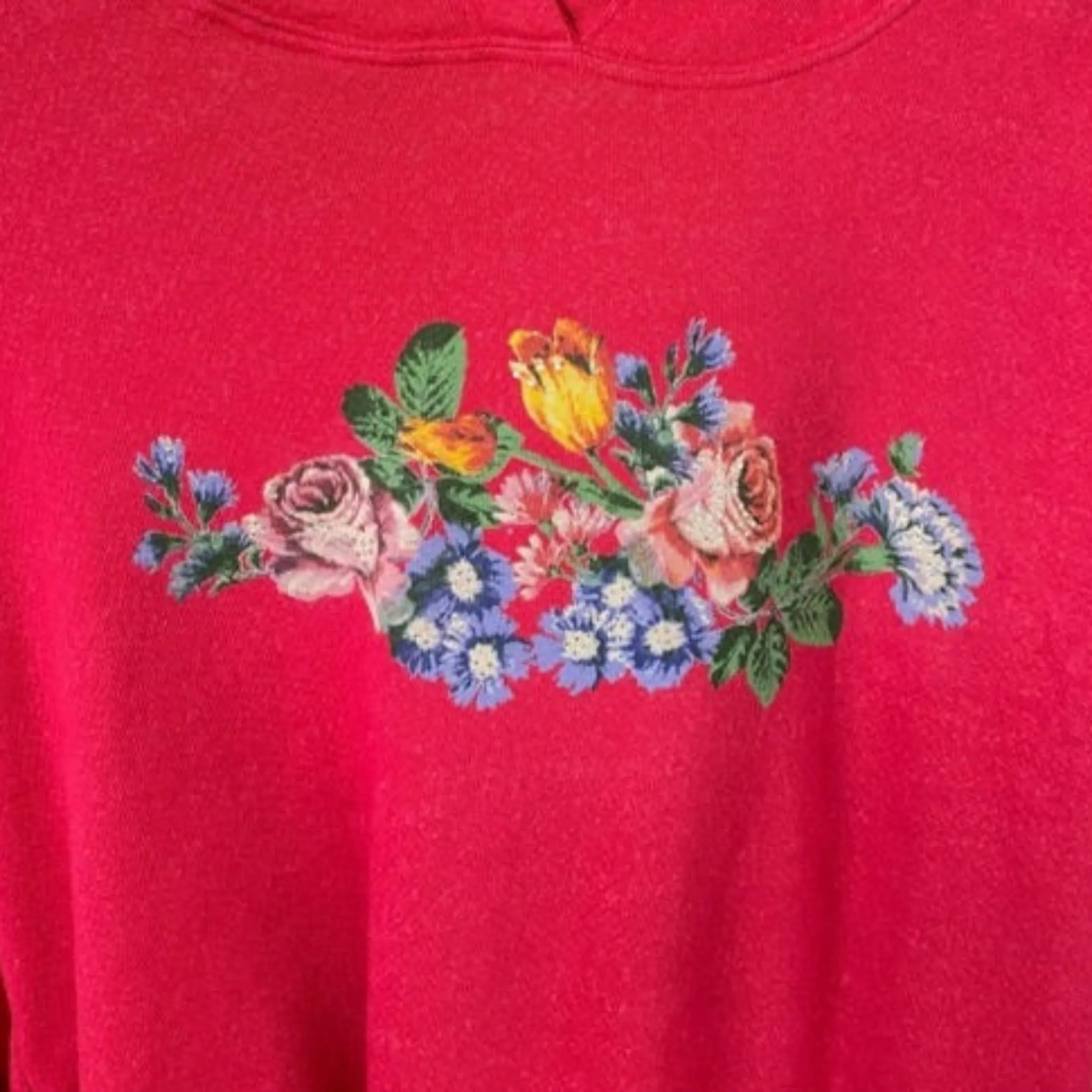 XIRENA Red/Pink Soft Floral Hoodie Size S NWOT