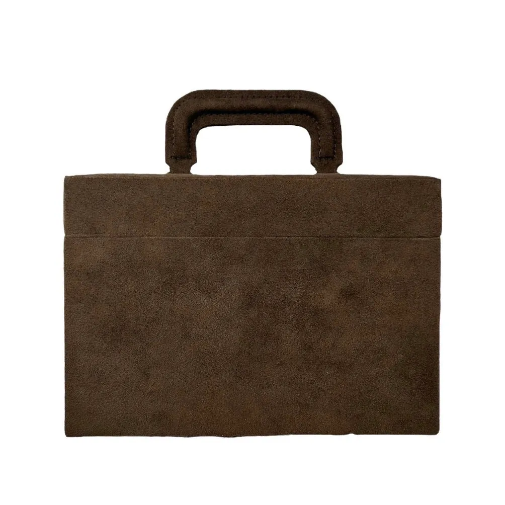 YSL Brown Suede Logo Vanity Box