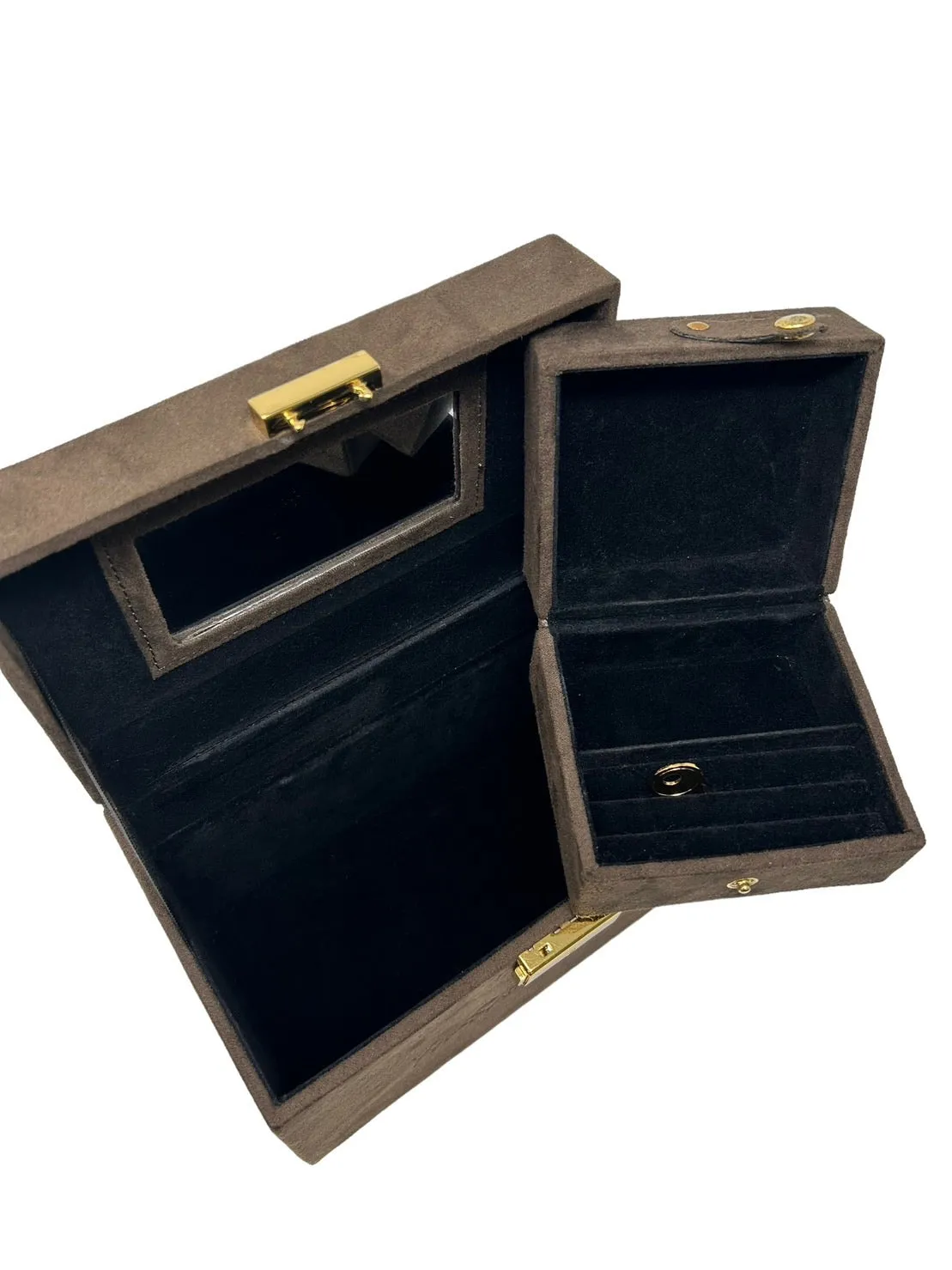 YSL Brown Suede Logo Vanity Box