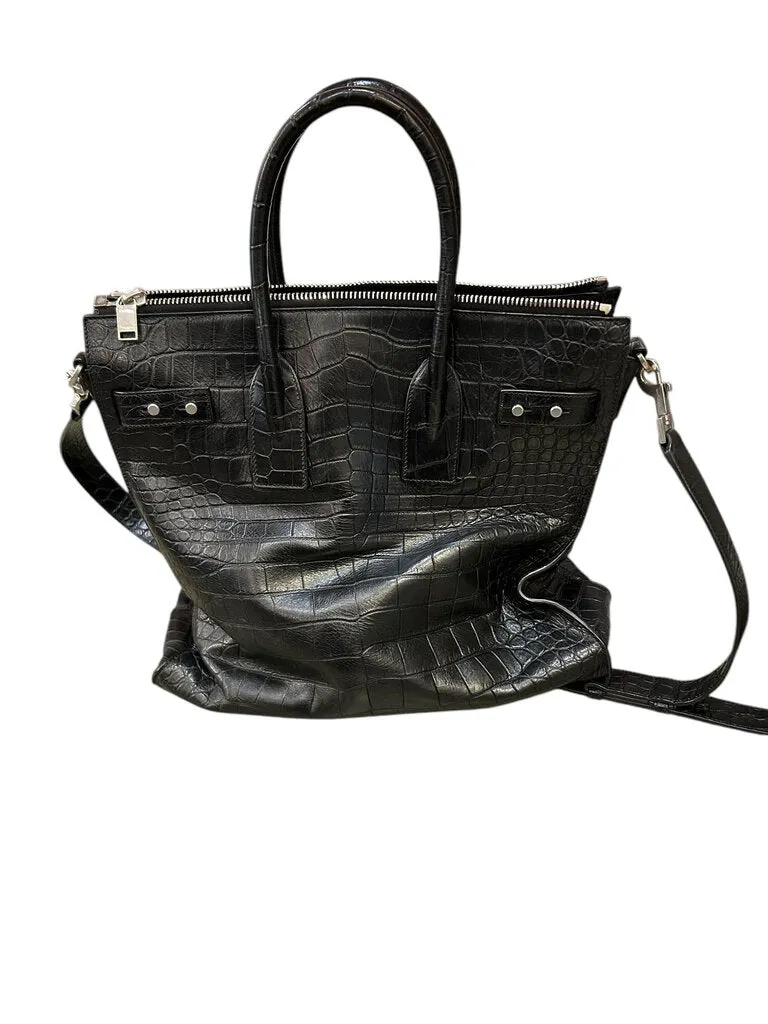 Yves Saint Laurent north south croc tote black